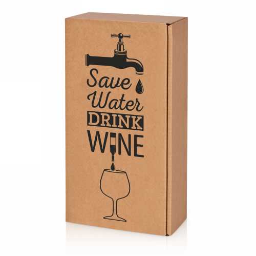 Wijndoos Naturel Save Water Drink Wine 2 Fles 36x18x9cm 25stuks