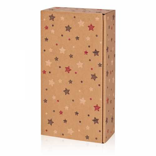 Wijndoos Naturel Stars 2 Fles 36x18x9cm 25stuks