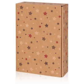 Wijndoos Naturel Stars 3 Fles 36x25x9cm 25stuks