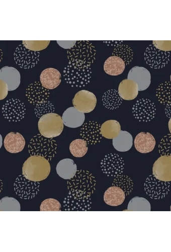 Kerstpapier Dots Blauw & Goud & Koper 70 cm x  175meter