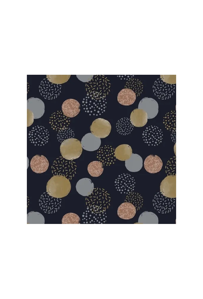 Kerstpapier Dots Blauw & Goud & Koper 70 cm x  175meter