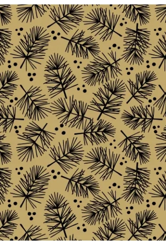 Kerstpapier Kraft Pine Zwart 70cm x  250meter