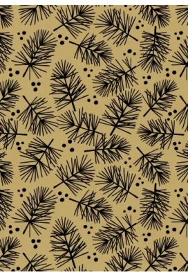 Kerstpapier Kraft Pine Zwart 70cm x  250meter