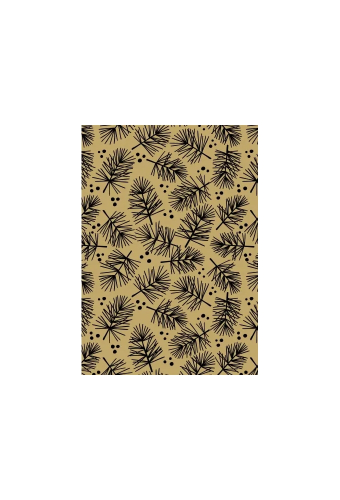Kerstpapier Kraft Pine Zwart 70cm x  250meter
