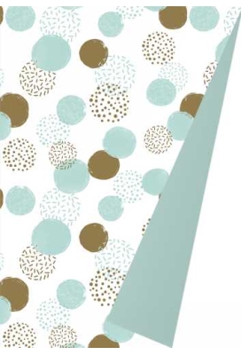 Geschenkpapier Coated Dubbelzijdig dots mint goud 30cm x 200meter