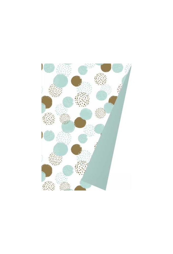 Geschenkpapier Coated Dubbelzijdig dots mint goud 30cm x 200meter