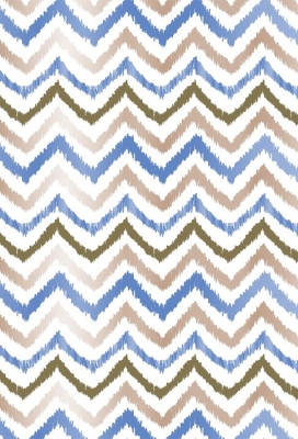 Kadopapier Coated zigzag lines gold & blue 50cm x 200meter