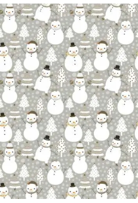 Kerstpapier snowman dance grijs 30cm x 200meter