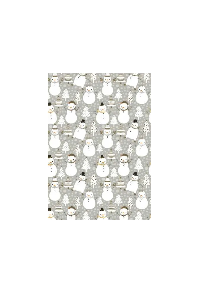 Kerstpapier snowman dance grijs 30cm x 200meter