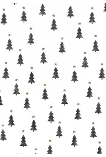 Luxe Kerstpapier Tiny Trees Wit & Zwart 30cm x 200meter