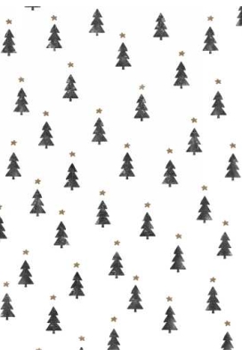 Luxe Kerstpapier Tiny Trees Wit & Zwart 30cm x 200meter