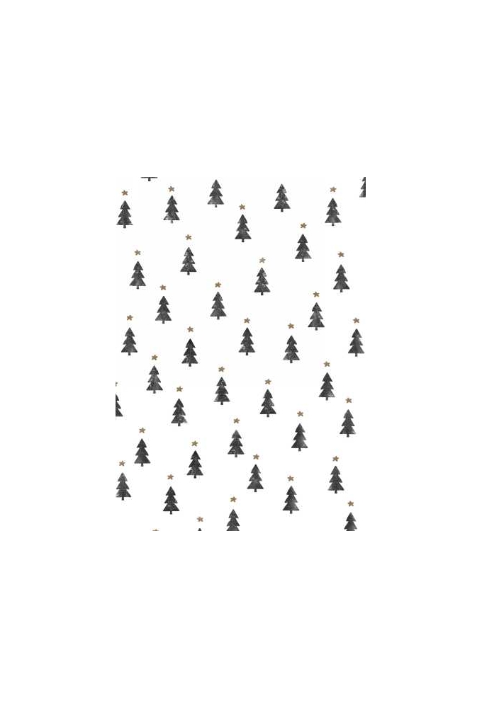 Luxe Kerstpapier Tiny Trees Wit & Zwart 30cm x 200meter