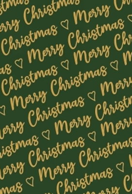 Kerstpapier Merry Christmas Wishes Green Gold 50cm x 200meter