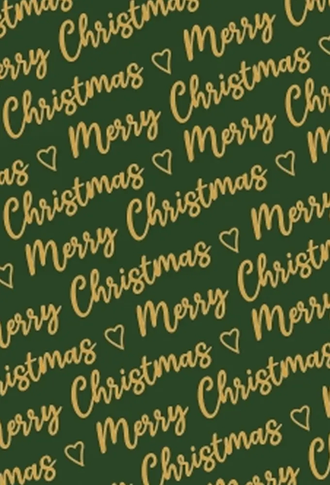 Kerstpapier Merry Christmas Wishes Green Gold 50cm x 200meter