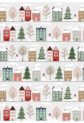 Kerstpapier Houses 30 cm x  200meter