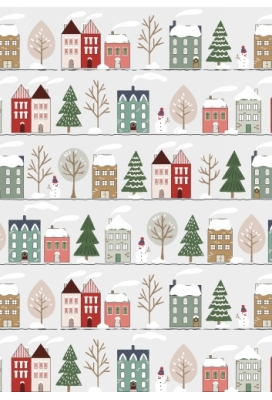 Kerstpapier Houses 30 cm x  200meter