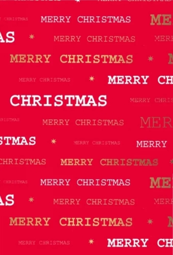 Kerstpapier merry xmas Rood Goud 30cm x 200meter