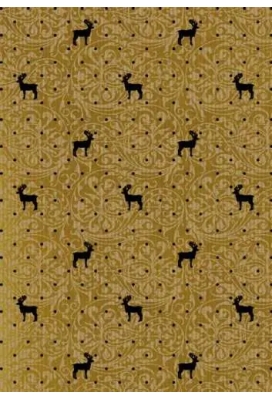 Kerstpapier Bruin Kraft Du Monde Reindeer Goud Zwart 30cm x 100 meter