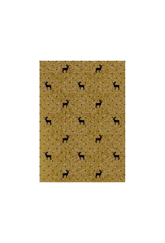 Kerstpapier Bruin Kraft Du Monde Reindeer Goud Zwart 30cm x 100 meter