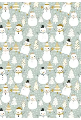 Kerstpapier snowman dance groen 30cm x 200meter
