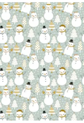 Kerstpapier snowman dance groen 30cm x 200meter