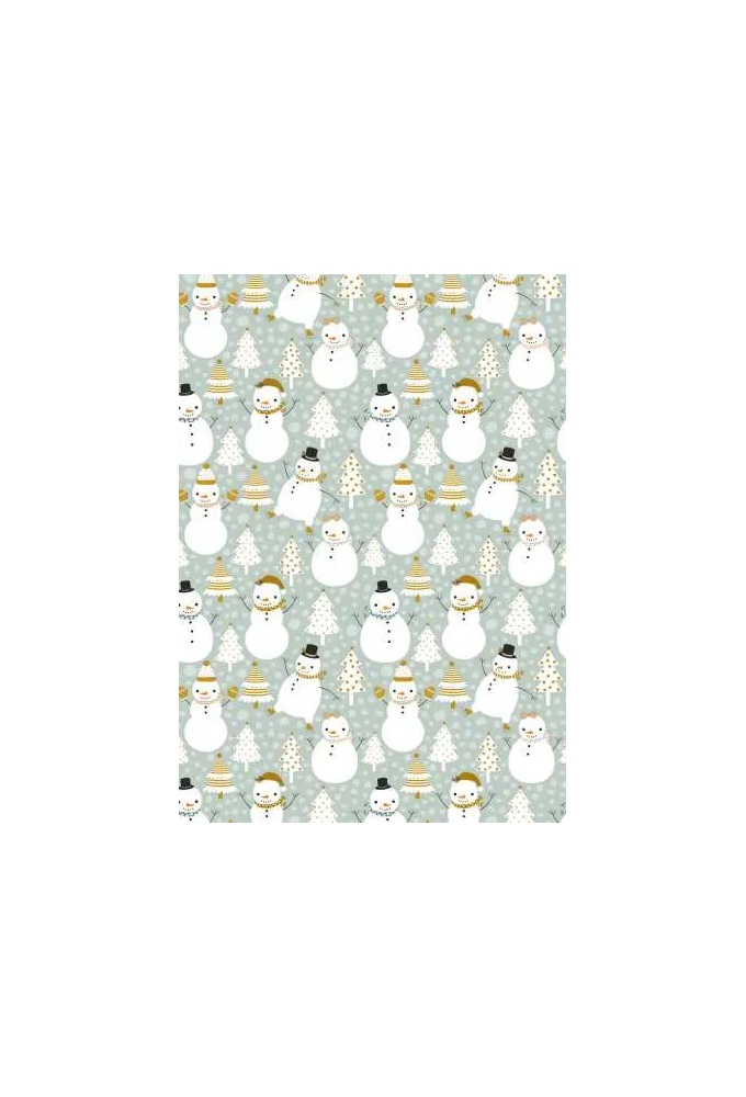 Kerstpapier snowman dance groen 30cm x 200meter