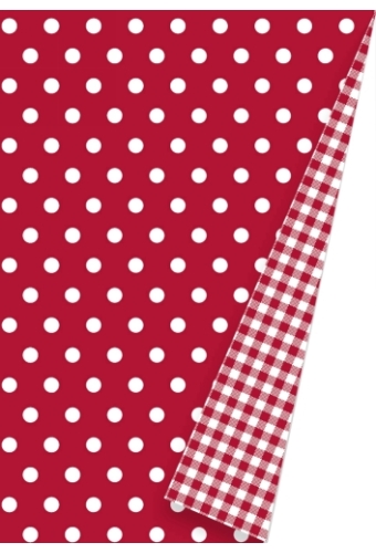 Geschenkpapier Coated Dots Red & Vichy Dubbelzijde 30cm x 200meter
