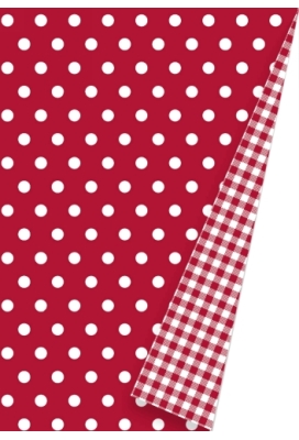 Geschenkpapier Coated Dots Red & Vichy Dubbelzijde 30cm x 200meter