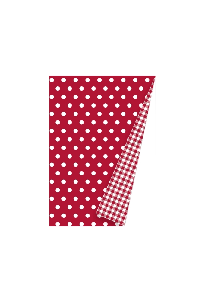 Geschenkpapier Coated Dots Red & Vichy Dubbelzijde 30cm x 200meter