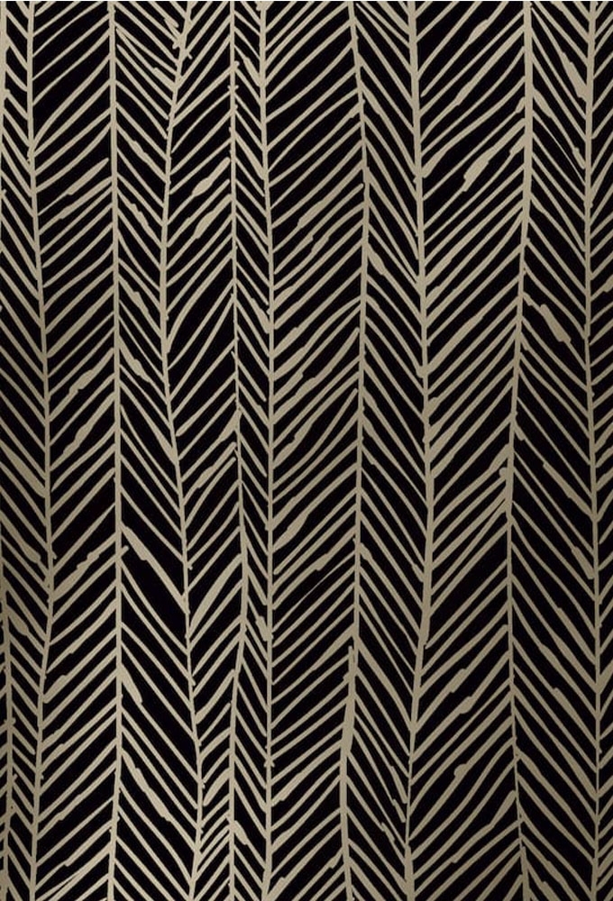 Kadopapier Metallized  Zwart-goud visgraat 30cm x 100meter