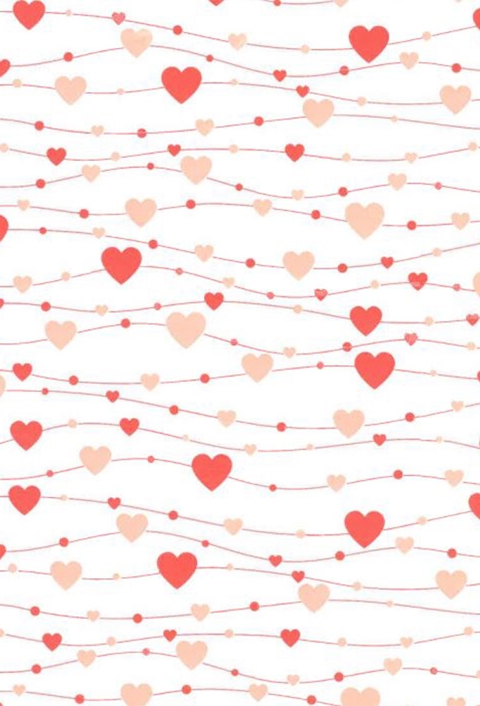 Kadopapier Coated love red & pink hearts 70cm x 200meter
