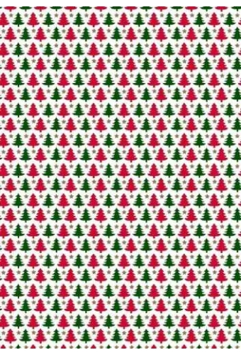 Kerstpapier de Luxe Mini Trees Wit & Rood & Groen 30cm x 200meter
