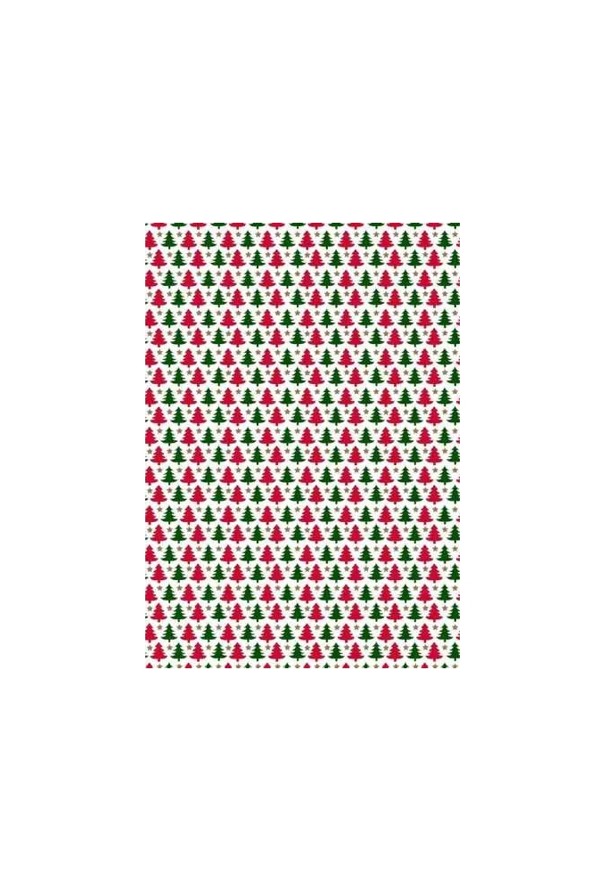 Kerstpapier de Luxe Mini Trees Wit & Rood & Groen 30cm x 200meter