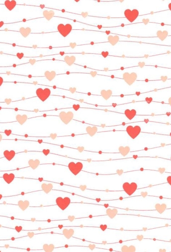 Kadopapier Coated love red & pink hearts 50cm x 200meter