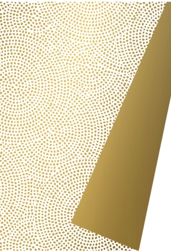 Geschenkpapier Coated Dubbelzijdig Gouden stippenprint 50cm x 200meter