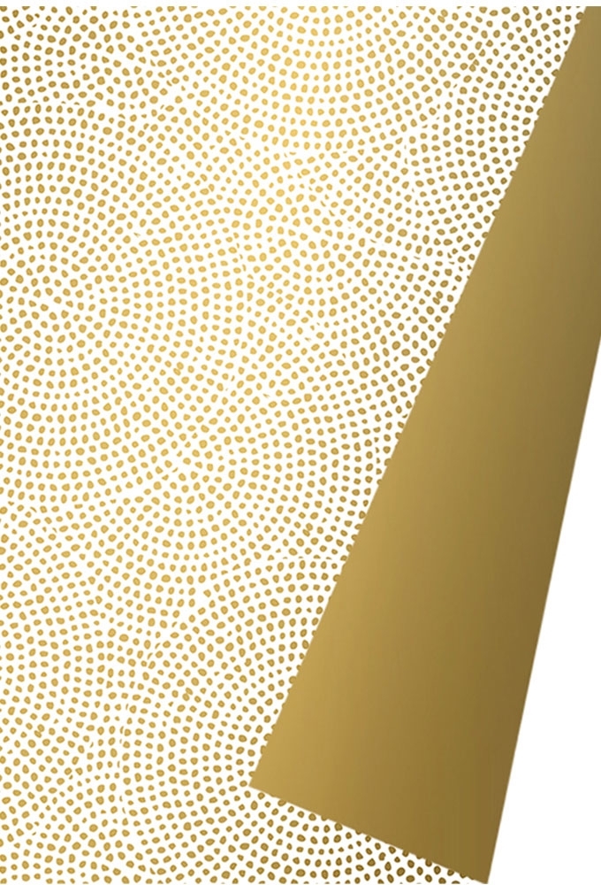 Geschenkpapier Coated Dubbelzijdig Gouden stippenprint 50cm x 200meter