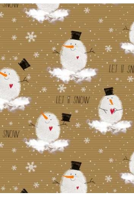 Kerstpapier Bruin Kraft Cute Snowman 70cm x 250meter