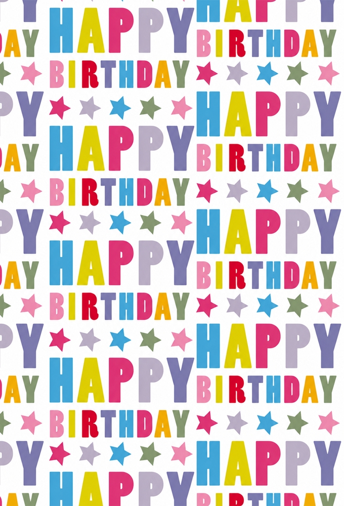 Cadeaupapier Kids Happy Birthday Stars 30cm x 100meter