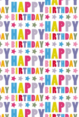 Cadeaupapier Kids Happy Birthday Stars 60cm x 100meter