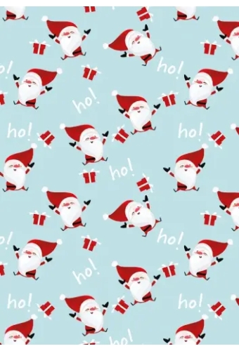 Kerstpapier Happy Santa Licht Blauw 70 cm x 200meter