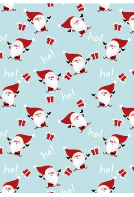 Kerstpapier Happy Santa Licht Blauw 70 cm x 200meter