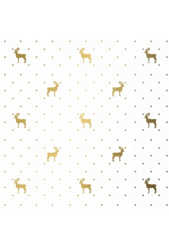 Kerstpapier du monde reindeer Rose goud  70cm x 200meter