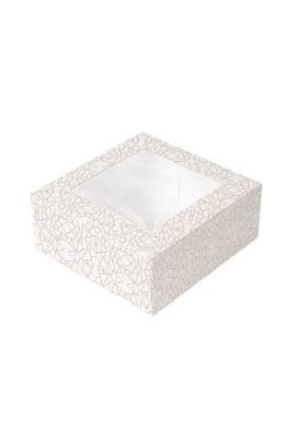 Gebaksdoos Gold Mozaiek Met Klep & Venster 18x18x7.5cm 250gram 33stuks