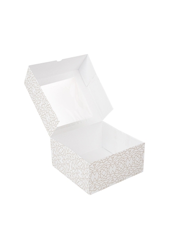 Gebaksdoos Gold Mozaiek Met Klep & Venster 18x18x7.5cm 250gram 33stuks
