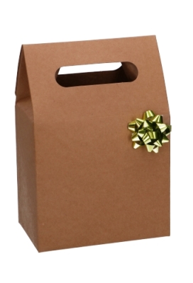 Kadodoos Flores Met Handgreep Hoog Model Kraft & Tape 13x8x18cm 9stuks