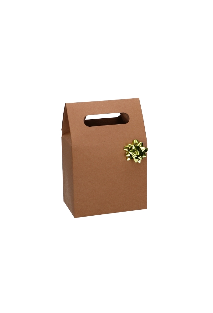 Kadodoos Flores Met Handgreep Hoog Model Kraft & Tape 13x8x18cm 9stuks