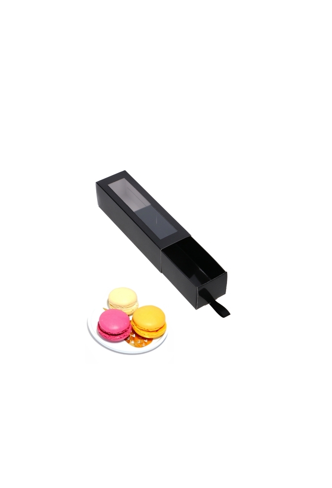 Macarondoosjes 1 Ladeboxje Zwart Glans 15.5x4.3x4.5cm 7stuks