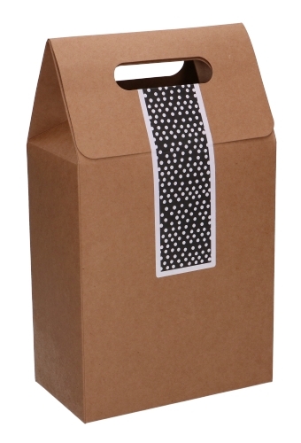 Kadodoos Flores Met Handgreep Hoog Model Naturel & Tape 16x9x26cm 10stuks OP IS OP