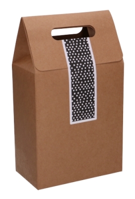 Kadodoos Flores Met Handgreep Hoog Model Naturel & Tape 16x9x26cm 10stuks OP IS OP