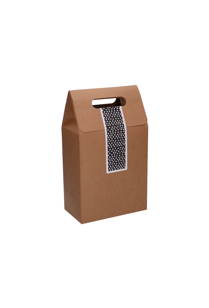 Kadodoos Flores Met Handgreep Hoog Model Naturel & Tape 16x9x26cm 10stuks OP IS OP